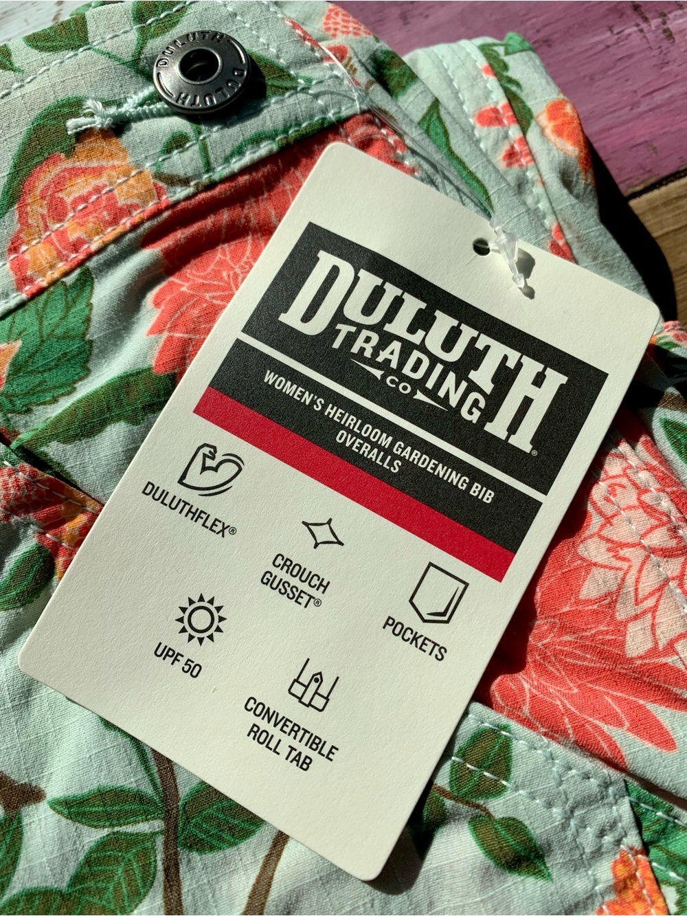 NWT Duluth XL x31L Heirloom Gardening Bib Overalls Mint Summer Dahlia Bibs Farm - Picture 7 of 7